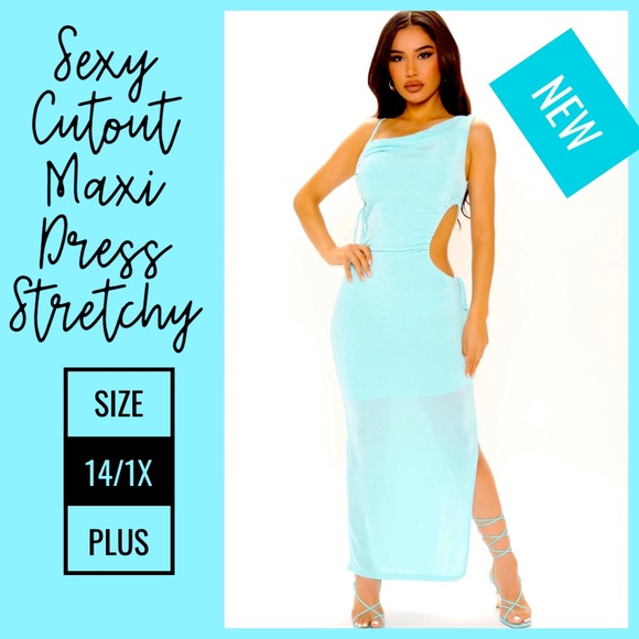 NEW 🆕 PLUS size 1X Stretchy slinky maxi dress - Picture 1 of 6
